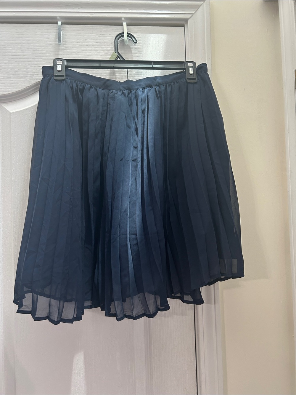 Time and Tru Navy Pleated Chiffon Skater Skirt
